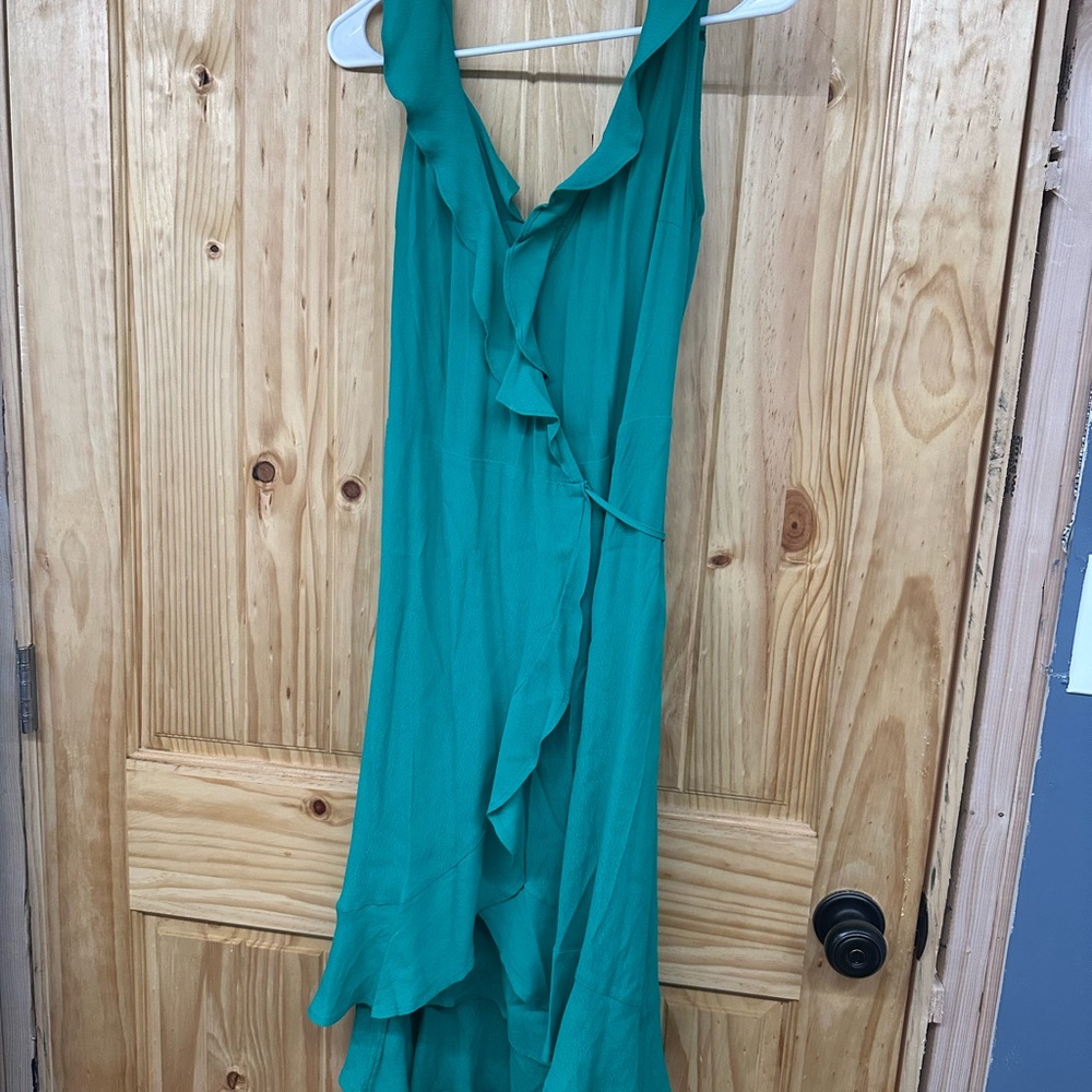 Lulu's Teal High Low Ruffle Dress
